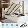 thumbnail image 6 of Merluxy King Size Upholstered Bed Frame with Widened Headboard,Lift-Up Storage Bed and Built-In Reading Light, Velvet Platform Frame,Cream, 6 of 8