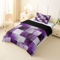 thumbnail image 2 of Homewish Watercolor Checkered Twin Comforter Sets,Aesthetic Geometric Bedding Set,Purple,Black Reversible,2 Pieces,1 Comforter and 1 Pillowcase, 2 of 7