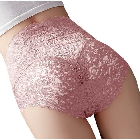 Scyoekwg Women s Underwear High Waisted Underwear Solid Color Stretchy Comfort Hip Lifting Ladies Underpants Hipster Panties Underpants(Pink L)