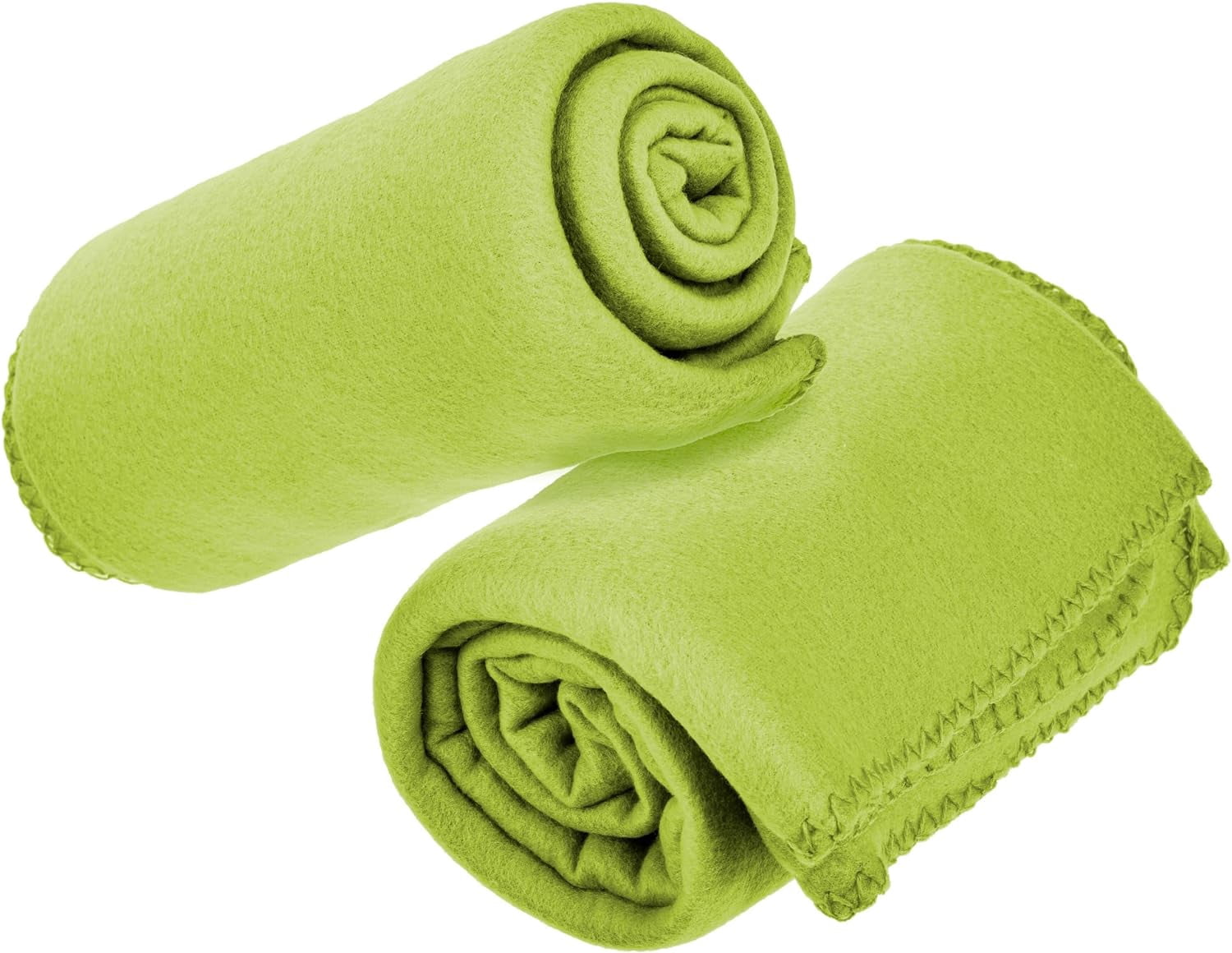 Imperial Home Fleece Blankets Bed, Travel & Throw Blanket Bulk Pack, Lime Green 12-Pack