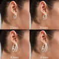 thumbnail image 4 of YEUOYEA Silver Plated Cubic Zirconia Hoop Earrings for Women, Double Row Inside Out,25/30/40mm, 4 of 7