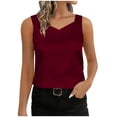 thumbnail image 2 of Women's Cotton Polyester Blend Camisole,V-Neck Sleeveless Solid Color Casual Tank Top Everyday Basic Tops Wine M, 2 of 6