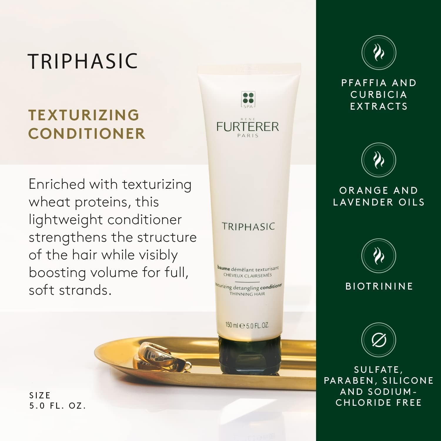 Rene Furterer Triphasic Texturizing Conditioner - Strengthens Hair - Increases Volume for Men and Women with Thinning Hair, 5 fl oz