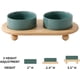 thumbnail image 2 of Ceramic Elevated Cat Food and Water Bowl, Kitty Bowl, Raised Cat Dish, Cat Feeder (2 x DARK Green + Stand), 2 of 3