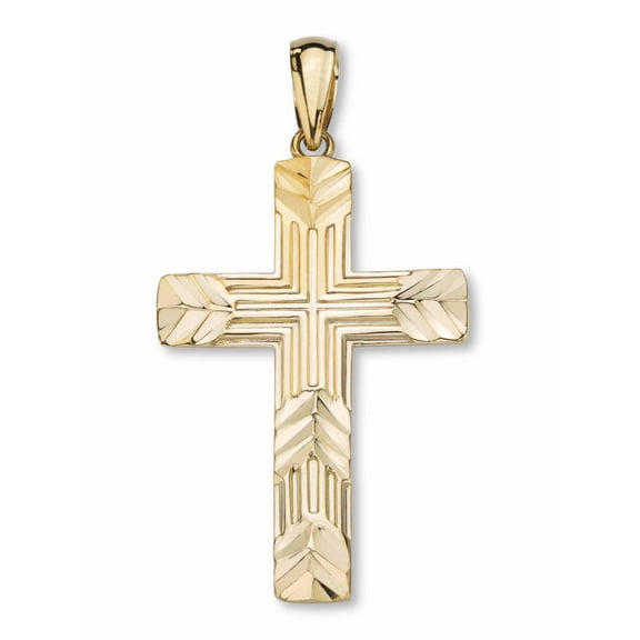 PalmBeach Jewelry 10k Yellow Gold Diamond-Cut Cross Pendant