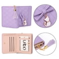 thumbnail image 2 of UTO Small Wallets for Women Girls PU Leather Card Holder Billfold Coin Purse with Cute Cat Tassel Pendant(Light Purple), 2 of 6