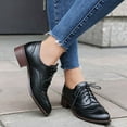 thumbnail image 3 of Women's Chunky Low Heels Wingtip Oxfords Shoes Pointed Toe Lace Up Low Top Vintage Pumps Shoes, 3 of 5