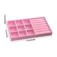 thumbnail image 3 of Stackable Velvet Jewelry Tray Organizer with Multiple Compartments for Rings Earrings Necklaces Bracelets Storage Drawer Divider Wood Base Jewelry Box for Vanity Dresser Organization, 3 of 6