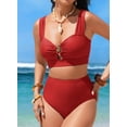 thumbnail image 6 of SHEWIN Women's 2 Pieces Bikini Swimsuit, High Waist Cut-Out Spaghetti Straps, Set (Women's), 6 of 10