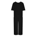 thumbnail image 6 of YI YI Rompers For Women,2024 Srping Summer Casual Wide Leg Jumpsuit Short Sleeve Crew Neck Oversized Baggy Overall XL Black, 6 of 9