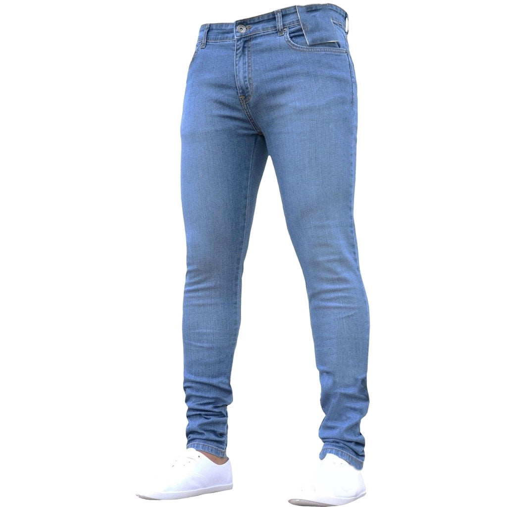 Mens Jeans Pants Vintage Pure Color Denim Cotton Wash Hip Hop Work Trousers