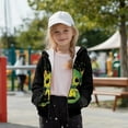 thumbnail image 4 of FKELYI Green Cartoon Axolotl Print Kids Hoodies with Full Zipper Cosy Sweatshirt Jacket with Pockets Fleece Hooded Top Streetwear for School Home, S, 4 of 6