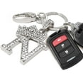 thumbnail image 5 of Sometheme Special Rhinestone Stud Initial Letter charm Keychain in Rhodium Tone, 5 of 5