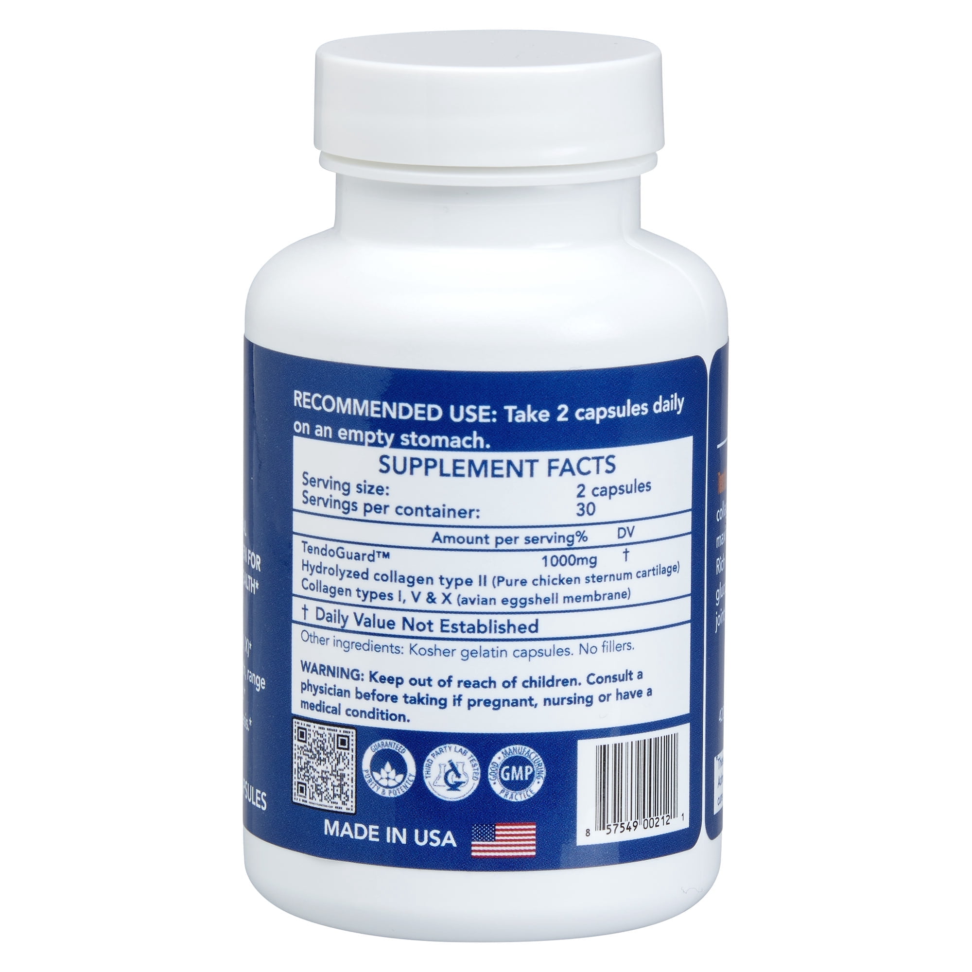 Longevity by Nature TendoGuard Joint Support Collagen Peptide Capsules, 60 Count