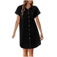 thumbnail image 3 of WILLBEST Vestido Camisero Largo De Lino Con Botones Y Mangas Cortas Para Mujer, Ideal Para Playa Y Verano | Ligero Y Transpirable, 3 of 3