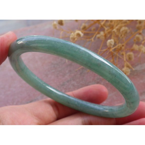 Icy Green Natural A JADE Jadeite Circle Bangle Bracelet 60 mm 683716 TN
