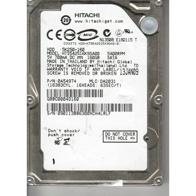 HTS542516K9SA00, PN 0A54974, MLC DA2031, Hitachi 160GB SATA 2.5