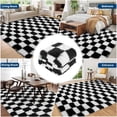 thumbnail image 2 of Black and White Checkered Area Rug 5x8ft – Soft Shaggy Plush Carpet with Non-Slip Backing – Rug for Living Room and Bedroom, 2 of 8