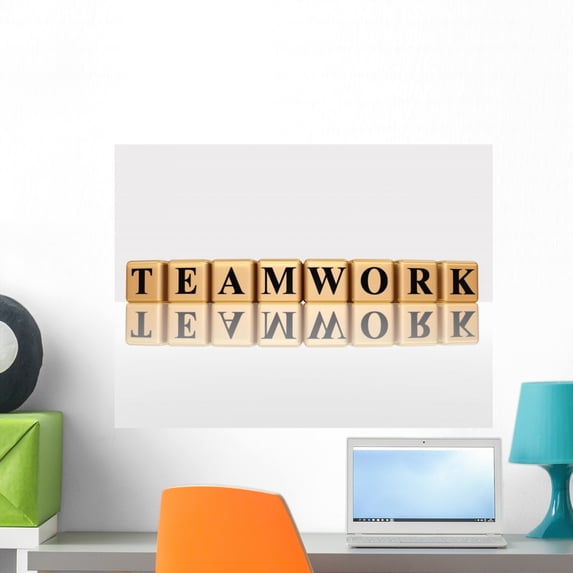 Golden Teamwork with Reflection Wall Mural by Wallmonkeys Peel and Stick Graphic (24 in W x 6 in H) WM40107