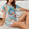thumbnail image 6 of Kdxio Colorful Donut Print Pajamas Sets for Women Short-Sleeved Pjs with Lounge Shorts Two Piece Sleepwear S-4XL, 6 of 8