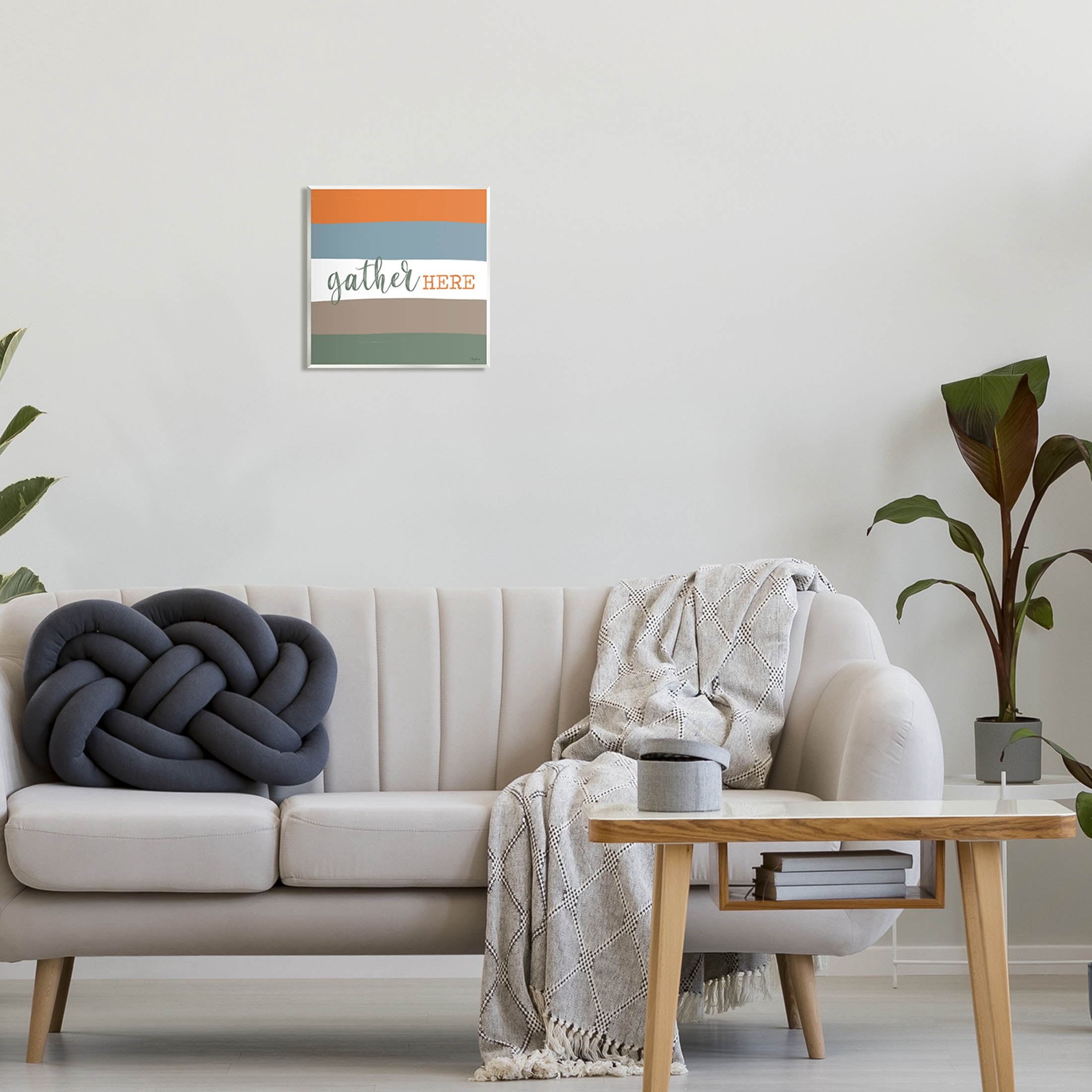 Stupell Industries Gather Here Fall Stripes Graphic Art Unframed Art Print Wall Art, Design by Gigi Louise