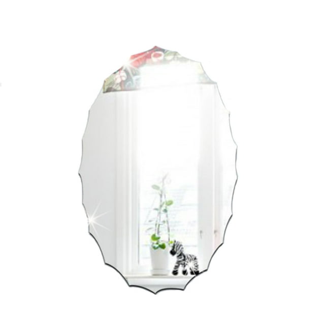 Miangastore Oval Mirror Sticker Lace Mirror Sticker Fashionable Creative Functional Mirror Sticker (Silver)