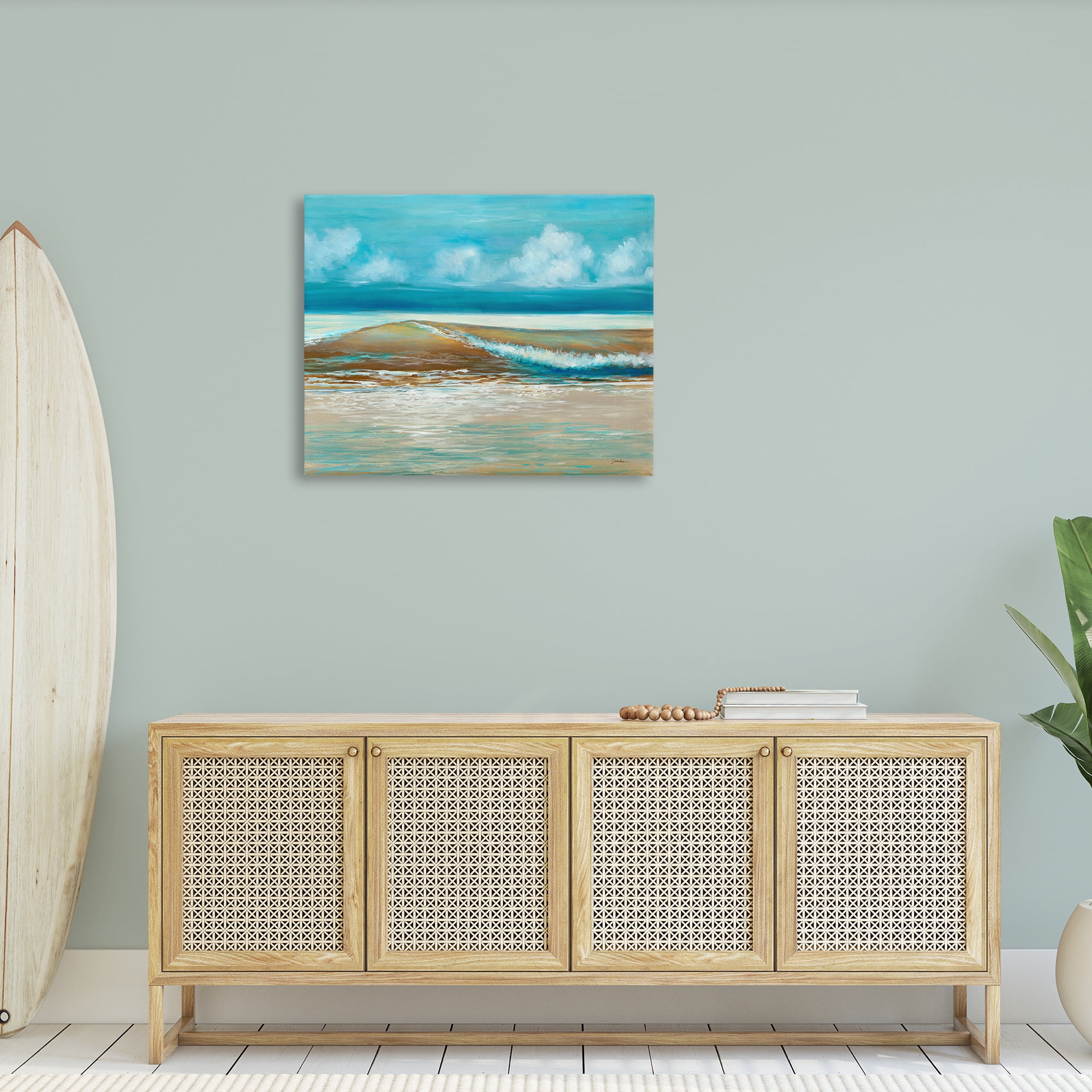 Stupell Industries Modern Rolling Sea Waves Landscape Painting Gallery Wrapped Canvas Art Print Wall Art, 40 x 30