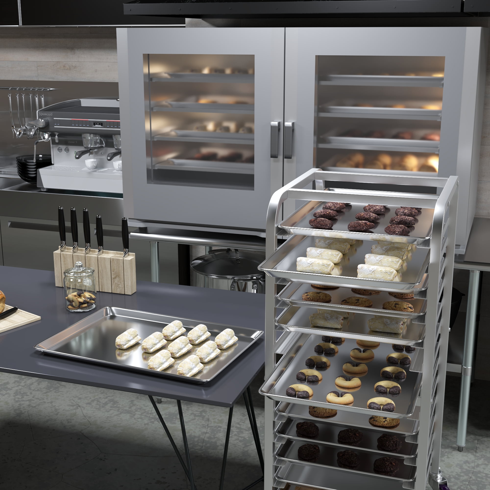 Pack of 6 | 18 in. x 26 in. Full Size Aluminum Bun / Sheet Pan | Ideal for baking, roasting, cooling, prepping, or storing – a must-have in restaurants, bakeries, and busy kitchens.