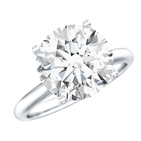 Rosec Jewels Lab Grown Diamond Engagement Ring 5 Carat - IGI Certified - E-VS1 Grade - Big Diamond Solitaire Ring for Women, 925 Sterling Silver, US 4.00