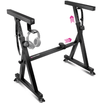 Liquid Stands Keyboard Stand w/ Wheels - Black Z Style Adjustable & Portable Professional Heavy Duty Digital Piano Stand - Fits 54-88 Key Electric Pianos - Sturdy Rolling Musical Keyboard Stand