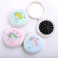 thumbnail image 2 of 4 peines de maquillaje para niños con forma de unicornio de dibujos animados, peine de bolsillo, cepillo redondo para masaje del cuero cabelludo para niñas, 2 of 5