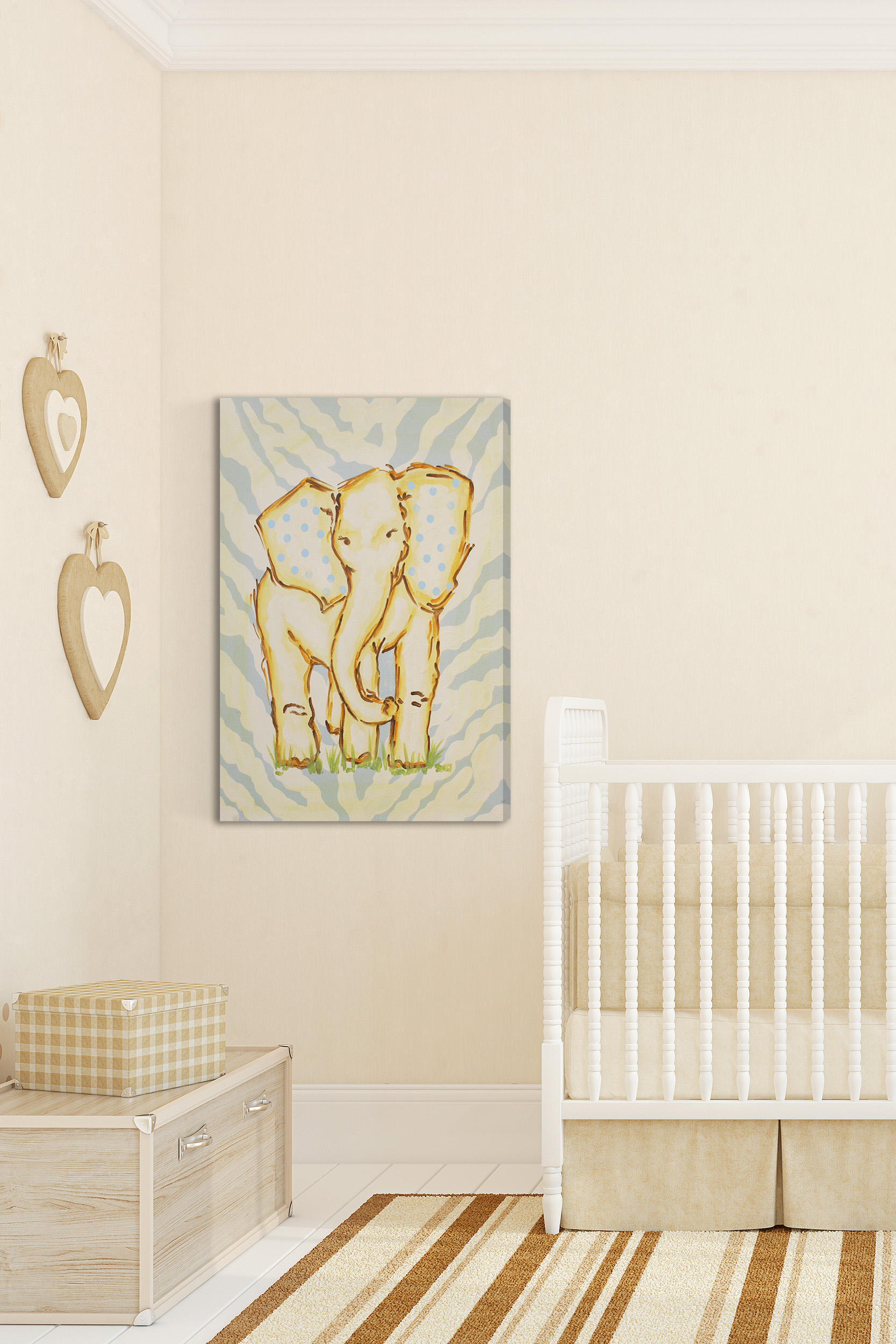 "Yellow Elephant" Painting Print on Wrapped Canvas