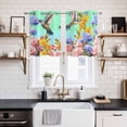 thumbnail image 2 of Teal Green Hummingbirds Kitchen Curtains Window Panels, Spring Watercolor Flowers Plant Insulated Window Treatment Curtain, Grommet Curtains for Bedroom/Living Room/Bathroom, 2 Piece 27.5"Wx39"L, 2 of 8