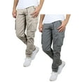 thumbnail image 1 of 2-Pack Men's Belted Slim Fit Cotton Cargo Pocket Pants (Multiple Inseams), 1 of 2
