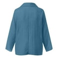 thumbnail image 5 of Womens V Neck Shirts Linen Cotton Long Sleeve Blouse Tunic Tops Cover Up Shirt Loose Beach Bikini Dress Blue M, 5 of 6