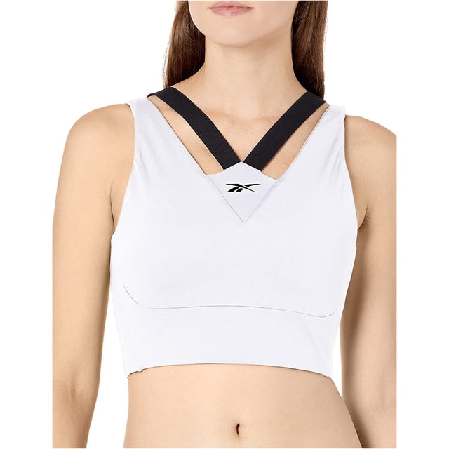Sujetador deportivo Reebok Ribbed Detail para mujer, gris, extragrande