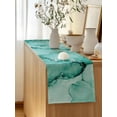 thumbnail image 5 of Table Runner 60 Inches Long for Kitchen Dining, Turquoise Marble Dresser Scarf Farmhouse, Dining Table Decorations for Wedding/Parties, Nature Marble Stone Ripple Modern Art 13 x 60 In, 5 of 9
