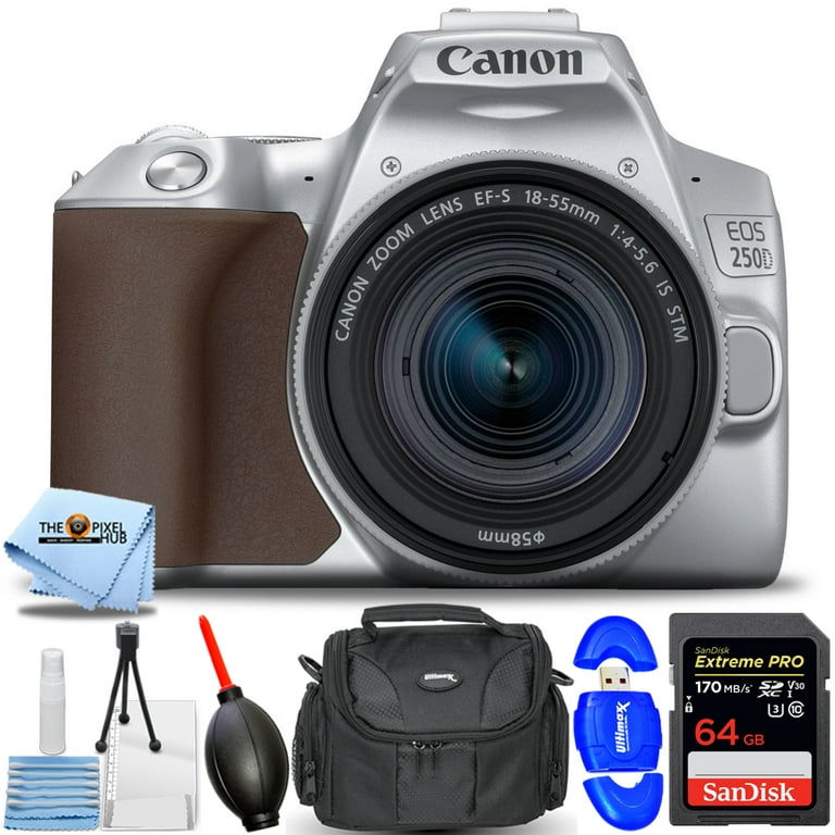 Canon EOS 250D with EF-S 18-55mm f/4-5.6 IS STM Lens (Silver) - 7PC  Accessory Bundle
