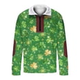 thumbnail image 4 of LEKWK St Patricks Day Shirt Women Shamrock Sparkle Print Pullover Tops Quarter Zip Sweater Tops Fleece Lined Collar Holiday Outfits, 4 of 8