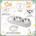 thumbnail image 3 of Abaima Stainless Steel Cat Food Bowl and Water Bowl Set, 3 in 1 Tilted Raised Cat Food Bowls for Indoor Cats, Whisker Friendly Cute Cat Bowl Double Feeder and Automatic Waterer, 3 of 7