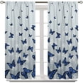 thumbnail image 5 of Butterfly Curtains,Blue Butterfly White Dandelion Romantic Girls Women Soundproof Insulated Rod Pocket Window Blckout Curtains for Bedroom Living Room 27.5x63in,2 Panel Set, 5 of 6