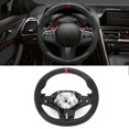 thumbnail image 4 of Volante De Napa, Volante De Fondo Plano M-Tri Costura Mejor Agarre Para Reemplazo De Automóvil Para 5 Series G30 G31 M Sport 2017+ ANGGREK Anillo rojo de las 12 en punto, 4 of 8