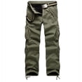 thumbnail image 2 of IROINNID Mens Cargo Pants Solid Color Overalls Multi-Pocket Pants Rigid Waist Pants, 2 of 9