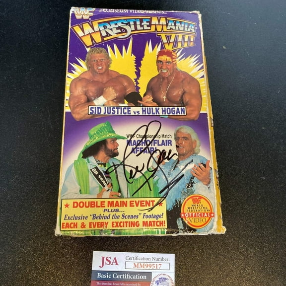Ric Flair Signed Wrestlemania WWF Wrestling Hulk Hogan VHS Movie JSA COA
