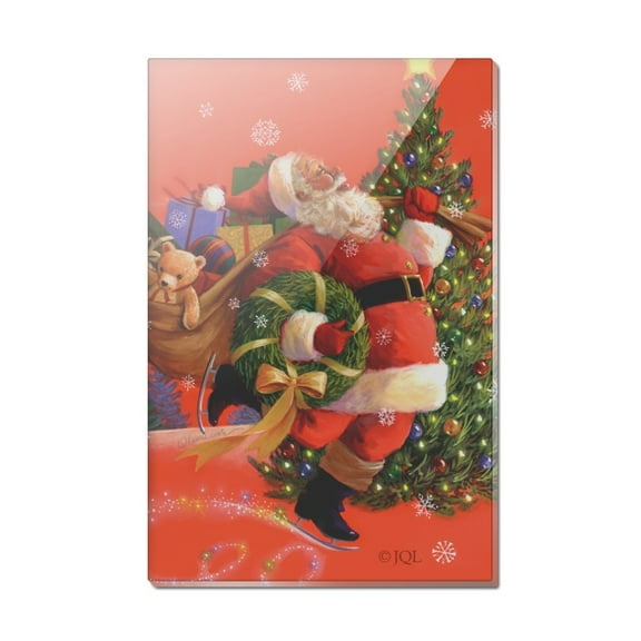 Christmas Holiday Santa Skating Toys Tree Rectangle Acrylic Fridge Refrigerator Magnet