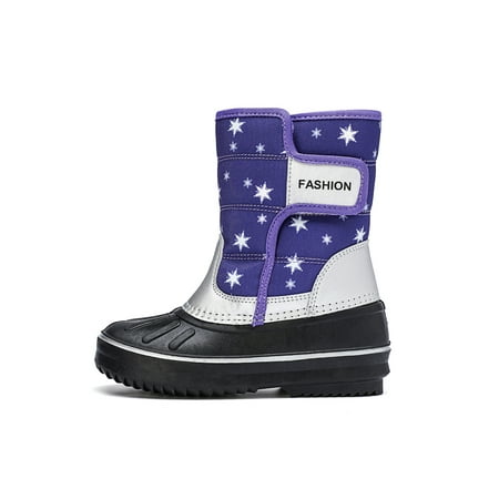

Woobling Kids Winter Boots Outdoor Hiking Boot Waterproof Slip Resistant Cold Weather Shoes Purple 11.5c