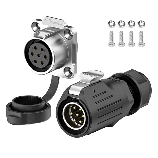 Conector Industrial Resistente Al Agua IP68 Conector Circular de ConexióN RáPida Conector de Carcasa Antiinterferencias (7 Pines)
