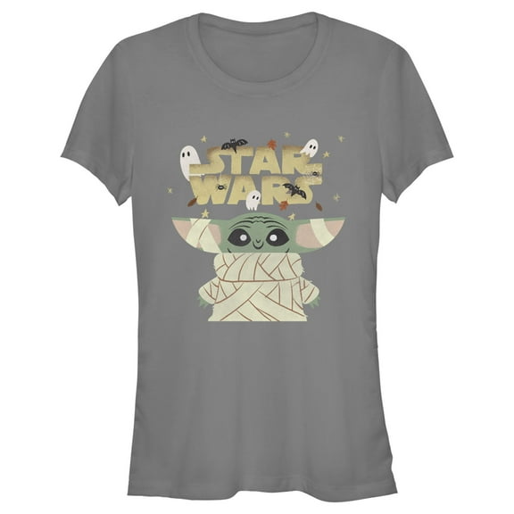 Junior's Star Wars: The Mandalorian Halloween Grogu Mummy Graphic Tee Charcoal Large