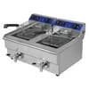 26L 3.3KW Temperature Control Timing Stainless Steel Double Container Commercial Restaurant Electric Deep Fryer US Plug