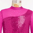 thumbnail image 3 of IBTOM CASTLE Figure Skating Dress for Girls Long Sleeve Mesh Sequin Rhinestones Ice Skating Dress Ballet Competition Dancewear 7-8 Years Hot Pink, 3 of 8